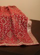 White And Red Handmade Embroidered Safa, Dupatta And Mala